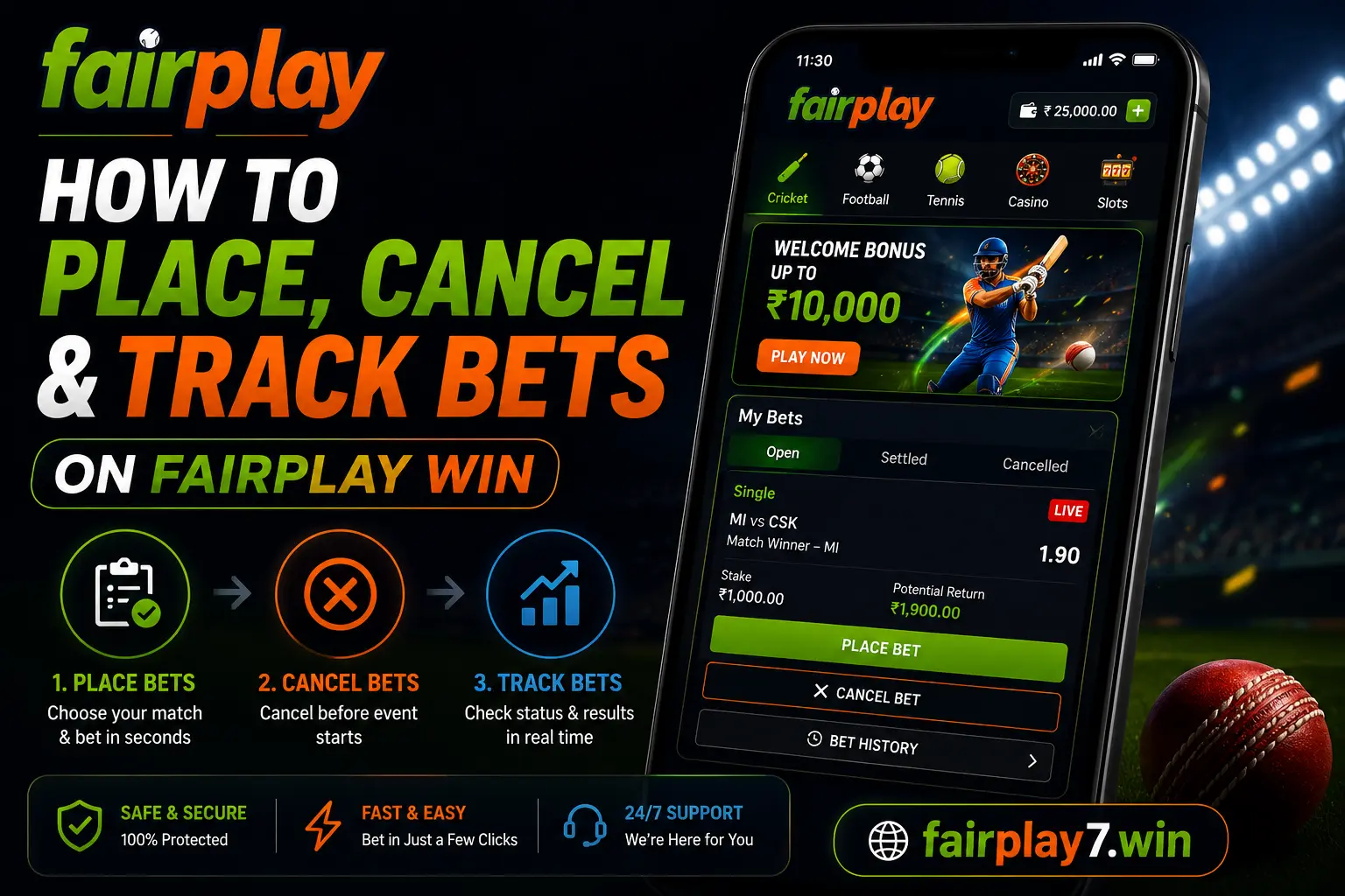 How to Place, Cancel & Track Bets on Fairplay Win
